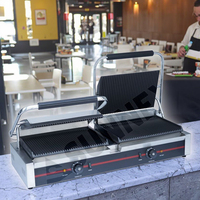 Pour SUNNEX Double Tête Commercial Panini Grill Sandwich Maker Électrique Chauffage Presse Plaque pour Hôtels et Restaurants