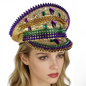 Sequin Rhinestone Y2K Style Unisex <strong>Festival</strong> Party <strong>Hat</strong> for Carnival Birthday Adult Burning <strong>Man</strong> Rave Wear Mardi Gras Costume - Product Image 1