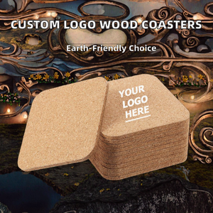 Sous-verres en bois personnalisés avec logo de marque - ronds carrés résistants à la chaleur, écologiques, imprimés UV, minimalistes, promotionnels - Product Image 2