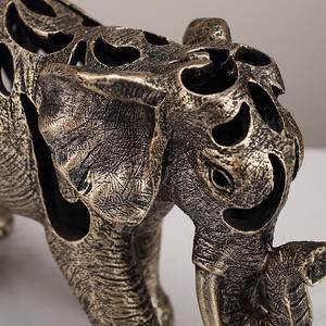 Stile europeo retrò <span class=keywords><strong>elefante</strong></span> statua eco-friendly ornamento di animale cavo in resina artigianato per la casa soggiorno per il riscaldamento della casa - Product Image 3
