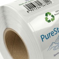 Étiquettes personnalisées lavables en PET de qualité alimentaire, autocollantes, imperméables, haute transparence, en rouleau, pour bouteilles de minéraux recyclables
