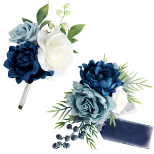 Decoraciones de boda de estilo europeo novia novio mejores amigos muñeca rosas pecho falda taza ramos de flores elegante diseño de rosas - Product Image 6