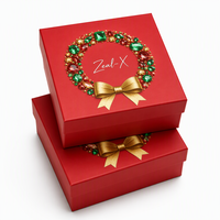 Boîte rigide rouge de Noël avec logo personnalisé pour l'emballage de barres de bain parfumées, boîte cadeau de luxe avec couvercle et base, avec séparateur en carton