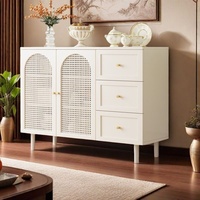 Buffet de rangement multifonctionnel en rotin de style vintage, autoportant pour salon et chambre à coucher, usage domestique