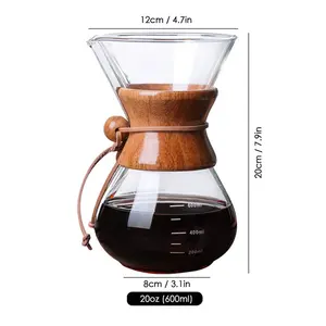 Machine à café en verre borosilicate fait à la main, haute résistance, vente en gros, goutteur de café en verre
