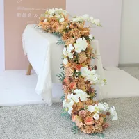 Guirlande de fleurs artificielles roses et blanches, hydrangeas rose vif pour la décoration de table de mariage, fête ou événement