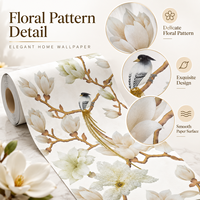 Papier peint floral élégant, motif oiseau magnolia, papier décoratif pour revêtement mural, salon, chambre, hôtel, intérieur