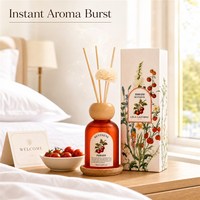 Diffuseur à bâtonnets en verre avec couvercle en forme de tomate, design minimaliste, pour huiles essentielles naturelles, décoration intérieure, cadeau moderne, accessoire, parfum personnalisé