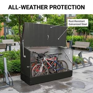 Abri de rangement pour <span class=keywords><strong>vélos</strong></span> en métal robuste, <span class=keywords><strong>garage</strong></span> <span class=keywords><strong>extérieur</strong></span> pour <span class=keywords><strong>vélos</strong></span> avec vérins à gaz, abri à outils étanche et verrouillable pour jardin, patio, cour - Product Image 2