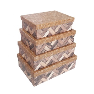 Decorative custom design desk organizer nested rectangle storage container paper box cardboard storage box