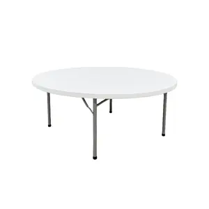 Table d'extérieur pliable pour jardin 10 places, ronde et blanche, rectangulaire, en plastique, pour Banquet, 6 pieds