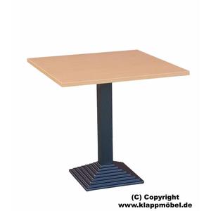 Tavolo bistrò Quadro, ghisa/acciaio, decorazione in noce 80x80 cm - Product Image 1