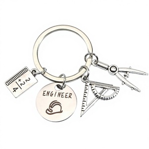 Portachiavi Minimalista in Lega di Zinco con Righello e Bussola a Cartone Animato, 26 Lettere, Semplice, Commemorativo per la Festa degli Insegnanti, per lo <span class=keywords><strong>Studio</strong></span> degli Studenti - Product Image 4