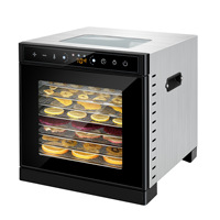 Déshydrateur alimentaire électrique 6/8 couches en acier inoxydable, séchoir à fruits avec fenêtre de visualisation, commande tactile, pour usage domestique