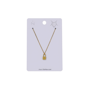 สร้อยคอจี้รูปตัว C สแตนเลสสตีล ตัวอักษร B พร้อมจี้รูปแม่กุญแจ สีทอง ขนาด 12 มม. - Product Image 1