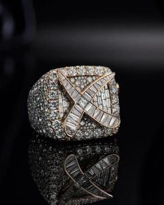 Anillo de Plata de Ley 925 Chapado en Oro, Hecho a Mano, con Diamantes Brillantes Cultivados en Laboratorio, Estilo Hip Hop - Product Image 4
