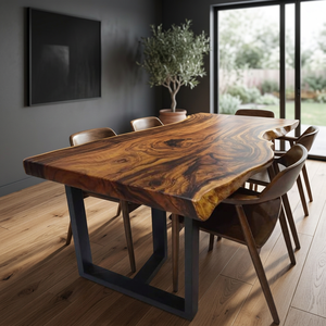 Live Edge Suar Wood Slab <b>Dining</b> <b>Table</b> Solid Wood Natural Grain Handmade Minimalist Home Furniture Indonesia Supplier - Product Image 3