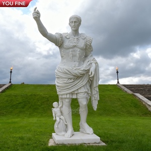 YOUFINE, escultura clásica blanca de tamaño real de cuerpo completo de mármol César, estatua de <span class=keywords><strong>emperador</strong></span> <span class=keywords><strong>romano</strong></span> antiguo para decoración de césped al aire libre - Product Image 1