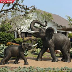 YOUFINE カスタマイズ可能なブロンズ象の家族彫刻 大人と赤ちゃんの象の像 屋外庭園公園アート装飾用 - Product Image 3