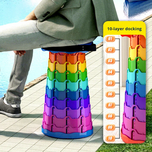 Tabouret pliable télescopique rond en PP rétractable pour le camping et les pique-niques en plein air - Product Image 2