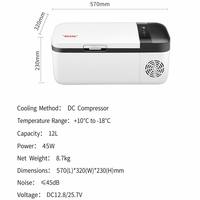 Kulkas Mobil Portabel Plastik 12L Kompresor DC Freezer -18 Pendinginan Mendalam Kontrol Suhu Cerdas 28-Tingkat Layar LED Truk