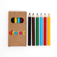 Ensemble de 6 mini crayons de couleur demi-longueur en boîte pour écoliers et enfants dessinant