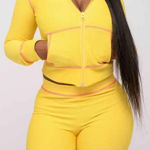 LOGO kustom Set wanita Hoodie lengan panjang wafel kasual Gym Set pakaian Lounge pakaian kualitas tinggi wanita seksi 2 potong Set Lounge - Product Image 4