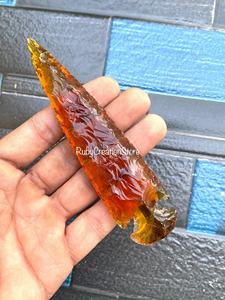 Pointes de flèche en verre de citrine orange taillées à la main de haute qualité - Pointes de lance en cristal, décoration en pierres précieuses, collection spirituelle - Product Image 6
