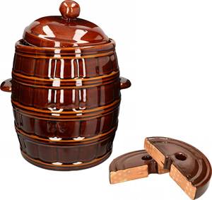 <span class=keywords><strong>Pot</strong></span> en céramique personnalisé de 5 L de style européen pour la fermentation de cornichons, kimchi, tomates, ail – Vente en gros - Product Image 4