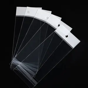 Yiwu Factory Offers Clear OPP Cellophane Shrink Packaging Bag Self-Adhesive Header Cheap Disposable Plastic Card Header Bag