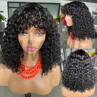Perruque à frange ondulée pour femmes noires, Perruque avec boucles Pixie et frange, fabriquée à la Machine, Super Double, offre spéciale, SDD
