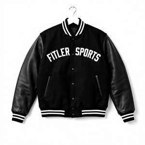 Veste universitaire de baseball avec logo personnalisé, broderie de haute qualité, manches en laine/polyester, doublure en polaire 100% laine, hiver - Product Image 1