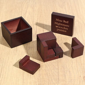 New Eco-Friendly Wooden Russian <strong>Blocks</strong> Nine <strong>Bed</strong> Box Puzzle Set Montessori Educational Toy for Kids - Product Image 2