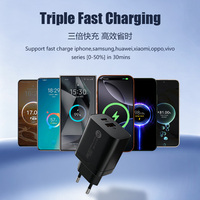 Bloc chargeur USB C entièrement compatible 55W GaN, charge rapide USB A+C 2 ports, chargeur de voyage compact, adaptateur secteur pour iPhone, ordinateur portable