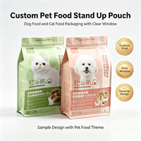 Sacs à fond plat pour aliments pour animaux de compagnie OEM ODM, logo personnalisé, pochette autoportante avec fenêtre transparente pour l'emballage d'aliments pour chiens et chats