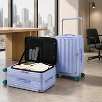 Valise à roulettes rigide pour PC, antibactérienne, ouverture latérale avant, fermeture éclair, bagage cabine, OEM ODM, marque privée, 20 pouces, serrure TSA