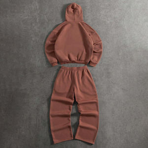 Ensemble sweat à capuche et pantalon polaire pour homme KIingSen, personnalisé, haute qualité, respirant, imprimé, 340g, hiver, style hip-hop, chaud - Product Image 4