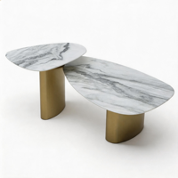 Table basse moderne en marbre naturel de style italien minimaliste, avec structure en métal, finition polie, convertible, personnalisable, meubles de salon