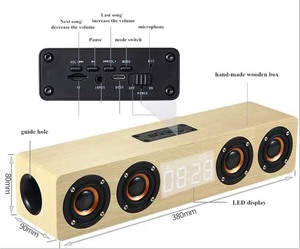 Hifi Sound Alarm Clock Hiển Thị Thời Gian Hộp Nhạc Loa Gỗ Di Động Loa Không Dây - Product Image 5