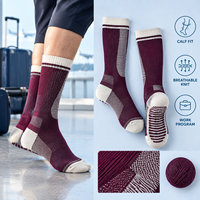 Chaussettes de compression graduée Light Run pour mollets, couleur bordeaux crème, en Spandex et Nylon, avec maintien de la cheville et ajustement du bout du pied