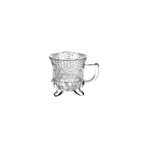 Tazza <span class=keywords><strong>da</strong></span> Tè in Vetro Stile Vintage per Mercato Arabo, Piccola Dimensione, Incisa, 3oz, Tazza <span class=keywords><strong>da</strong></span> Caffè in Vetro con Piedino, <span class=keywords><strong>Bicchiere</strong></span> per Servire Tè Nero <span class=keywords><strong>Turco</strong></span> - Product Image 1