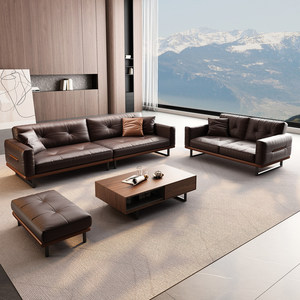 Conjunto de Sofá de Oficina de Tres Plazas de Cuero Estilo Italiano con Mesa de Centro para Áreas de Recepción, Reuniones, Conferencias para Propietarios de Negocios - Product Image 4