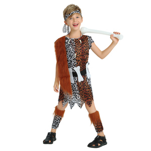 Halloween Carnaval Enfants Imprimé Léopard Savage Jumpsuit Garçons Cosplay Savage Native Costume - Product Image 3