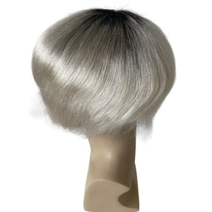 Remplacement de <span class=keywords><strong>cheveux</strong></span> humains vierges brésiliens T1B/ # Prothèse capillaire 60 Platinum Blonde Color AUS 8x10 en dentelle avec unité en PU pour hommes blancs - Product Image 5