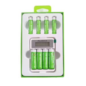 PUJIMAX Color Box Package AA AAA 4 Slots <strong>1</strong>.2V NMH <strong>Rechargeable</strong> <strong>Batteries</strong> Charger AA 2700mAh AAA 1100mAh <strong>Battery</strong> With Charger - Product Image 1