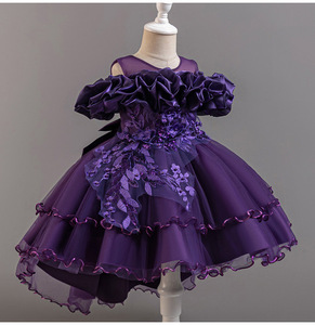 Nuevo vestido de princesa de un hombro para niños de lujo, ropa de actuación de <span class=keywords><strong>pasarela</strong></span> elegante con cuello redondo para niñas - Product Image 6