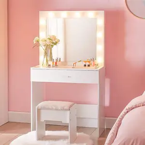 Modern White Mirrored Dressing Table LED dressing table jewellery box Mirror dresser Disassembly dresser for bedroom