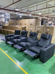 VIP高級ファーストクラスデザインブラックレザーリクライニングシネマソファ4人用シアター家具ヴィラメディアシアター映画席 - Product Image 3