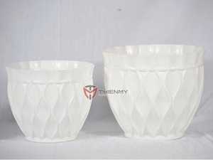 Pot en plastique texturé en maille Résine PP Pot de fleurs en plastique Pot de plantation Léger Style classique Utilisation en jardin - Product Image 4