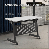 Table d'ordinateur pliable de style moderne en fer, bureau mobile pour l'école, bureau à domicile, table de conférence durable pour usage commercial